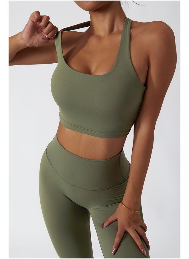 Womens Open Back Sports Bra - Padded Low Impact Workout Yoga Bra with Removable Built in Bra