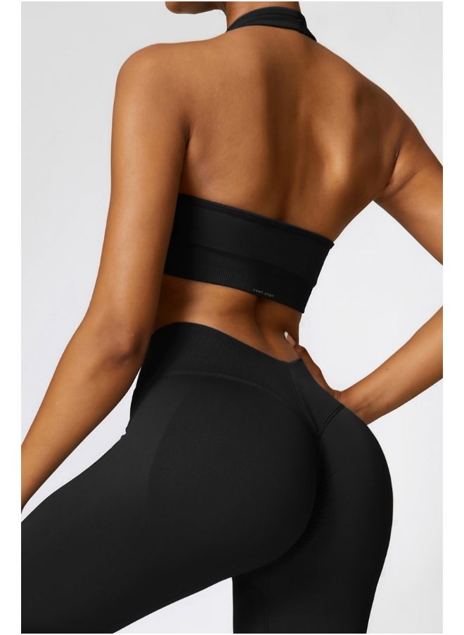 Womens Open Back Sports Bra - Padded Low Impact Workout Yoga Bra with Removable Built in Bra
