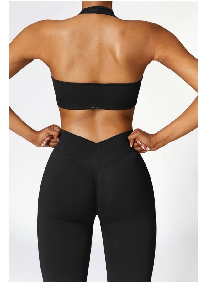 Womens Open Back Sports Bra - Padded Low Impact Workout Yoga Bra with Removable Built in Bra