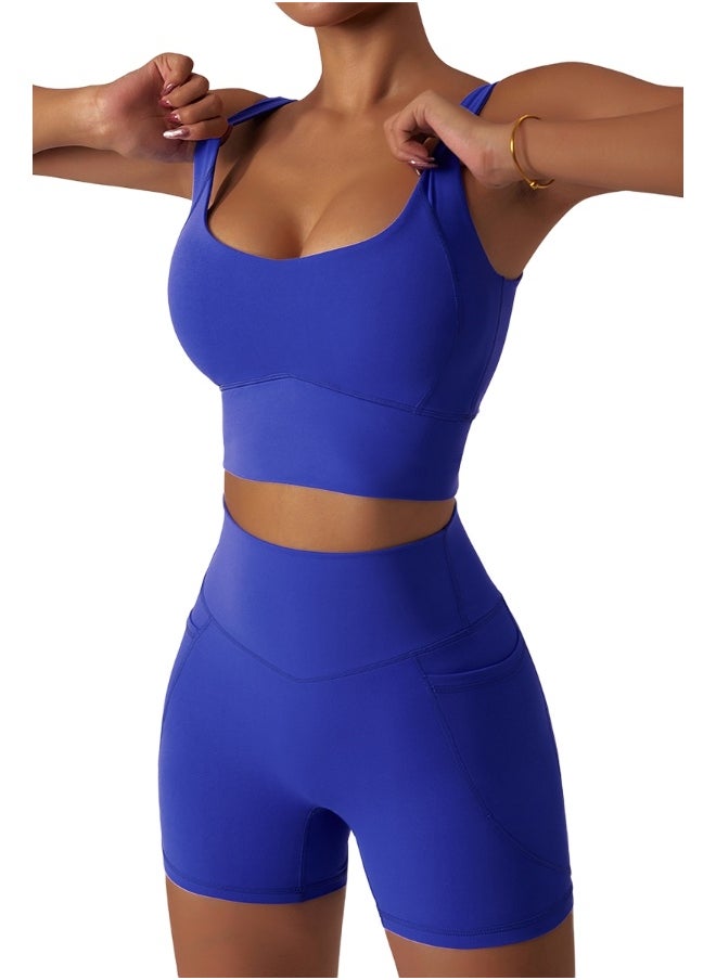 Womens U Back Sports Bra - Padded Low Impact Workout Yoga Bra with Removable Built in Bra