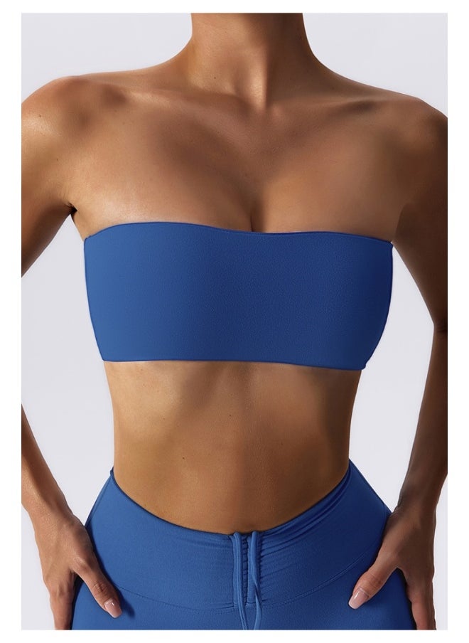 Womens Strapless Sports Bra - Padded Low Impact Workout Yoga Bra with Removable Built in Bra