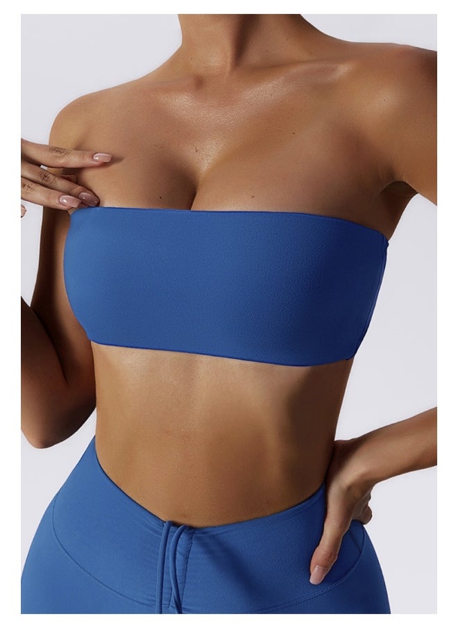 Womens Strapless Sports Bra - Padded Low Impact Workout Yoga Bra with Removable Built in Bra