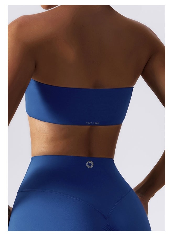 Womens Strapless Sports Bra - Padded Low Impact Workout Yoga Bra with Removable Built in Bra