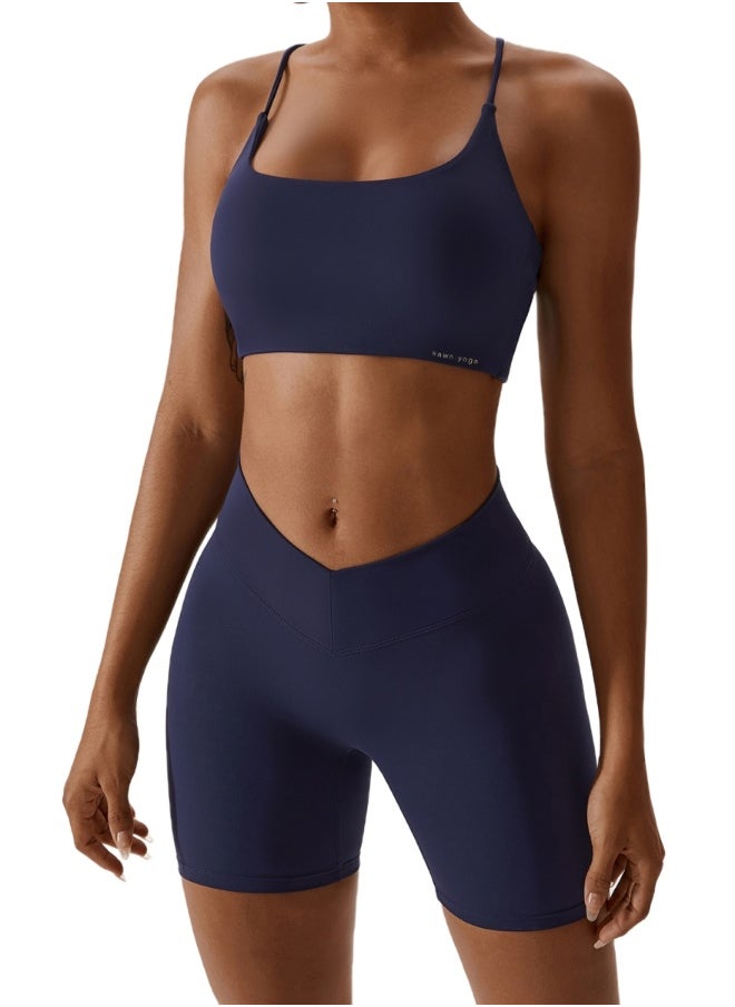 Womens Striped Back Sports Bra - Padded Low Impact Workout Yoga Bra with Removable Built in Bra