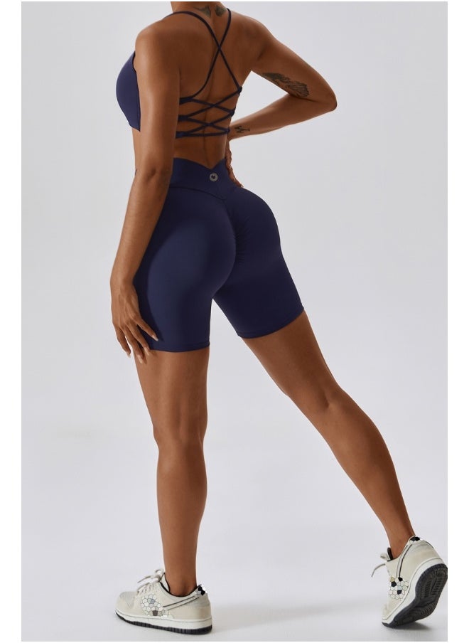 Womens Striped Back Sports Bra - Padded Low Impact Workout Yoga Bra with Removable Built in Bra