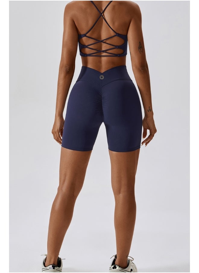 Womens Striped Back Sports Bra - Padded Low Impact Workout Yoga Bra with Removable Built in Bra