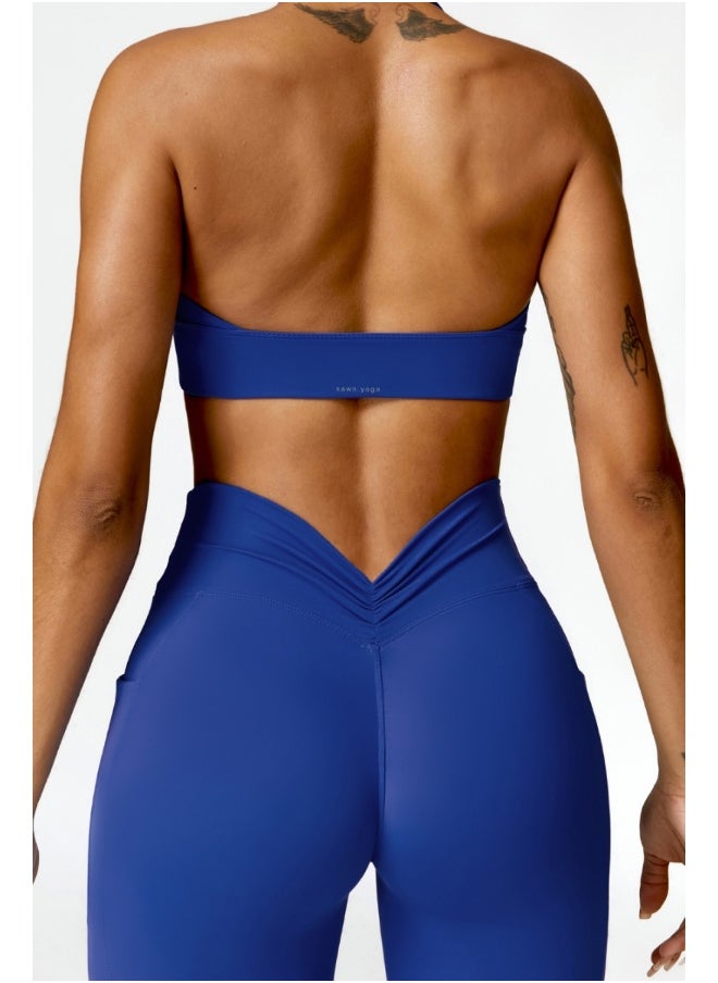 Womens Open Back Sports Bra - Padded Low Impact Workout Yoga Bra with Removable Built in Bra