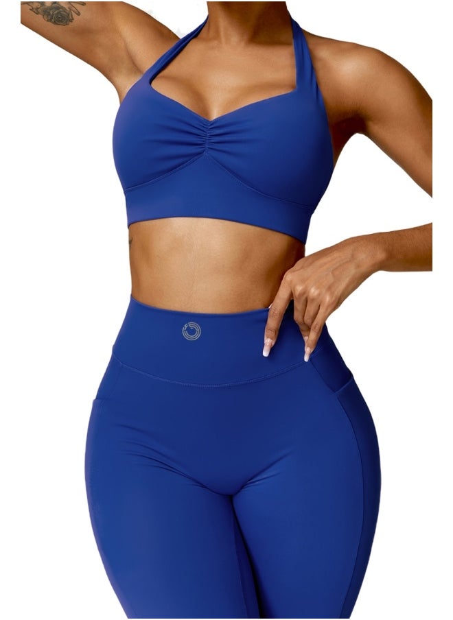 Womens Open Back Sports Bra - Padded Low Impact Workout Yoga Bra with Removable Built in Bra