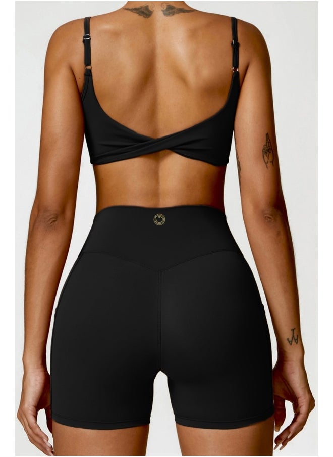 Womens X Back Sports Bra - Padded Low Impact Workout Yoga Bra with Removable Built in Bra