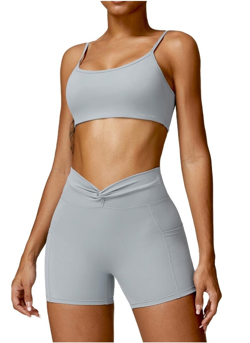 Womens X Back Sports Bra - Padded Low Impact Workout Yoga Bra with Removable Built in Bra