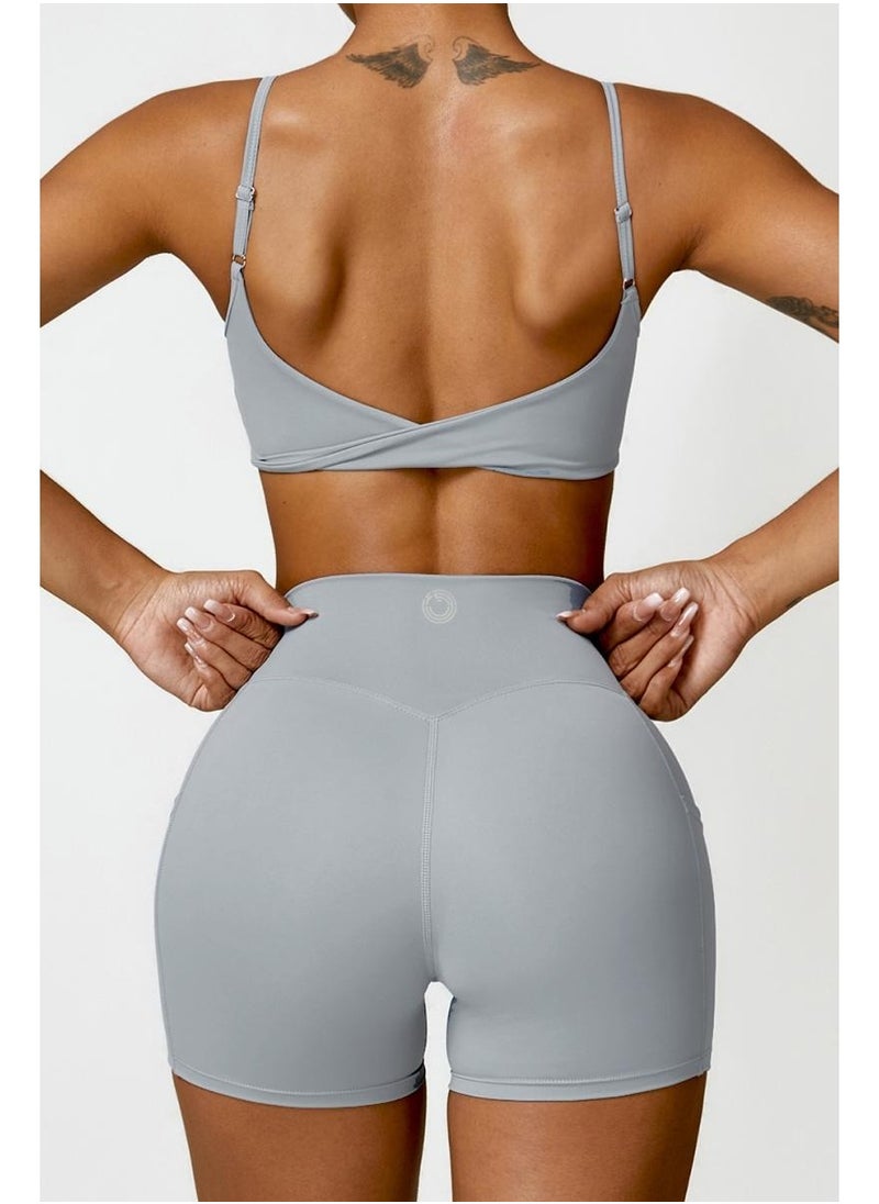 Womens X Back Sports Bra - Padded Low Impact Workout Yoga Bra with Removable Built in Bra