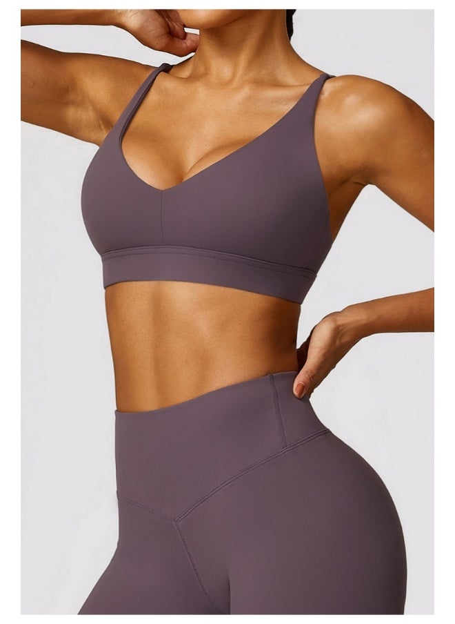 Womens Striped Back Sports Bra - Padded Low Impact Workout Yoga Bra with Removable Built in Bra