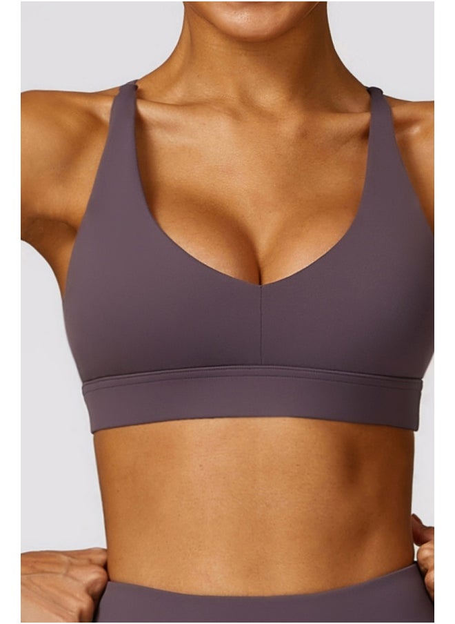 Womens Striped Back Sports Bra - Padded Low Impact Workout Yoga Bra with Removable Built in Bra