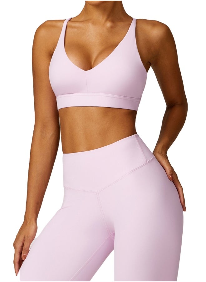 Womens Striped Back Sports Bra - Padded Low Impact Workout Yoga Bra with Removable Built in Bra