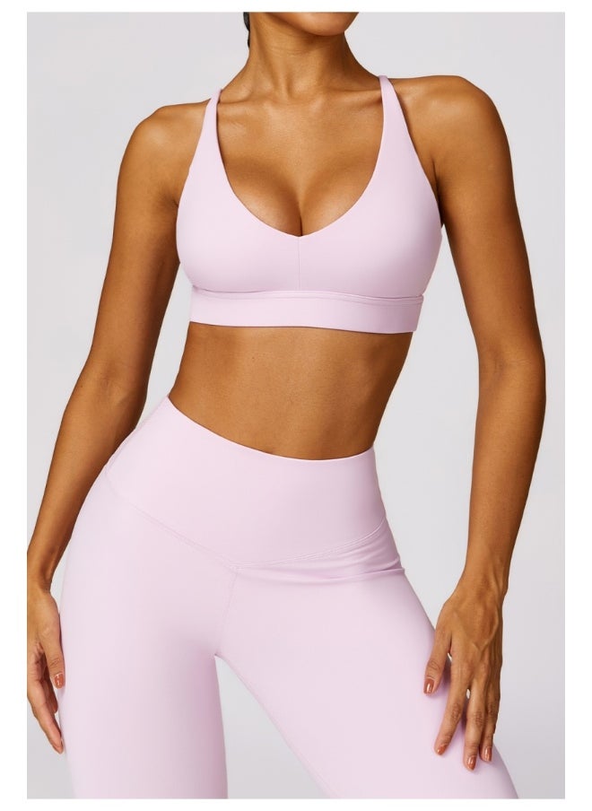 Womens Striped Back Sports Bra - Padded Low Impact Workout Yoga Bra with Removable Built in Bra