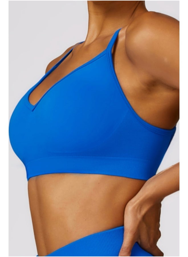 Womens Cross Striped Back Sports Bra - Padded Low Impact Workout Yoga Bra with Removable Built in Bra