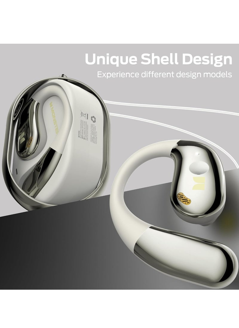 Monster Open Ear AC360, Wireless Bluetooth Rotary Earphone, with Lanyard, Upgraded Bluetooth 5.4, Touch Control, 24h Long Battery Life, IPX5 Waterproof, Long Wear Comfortable and Not Tired