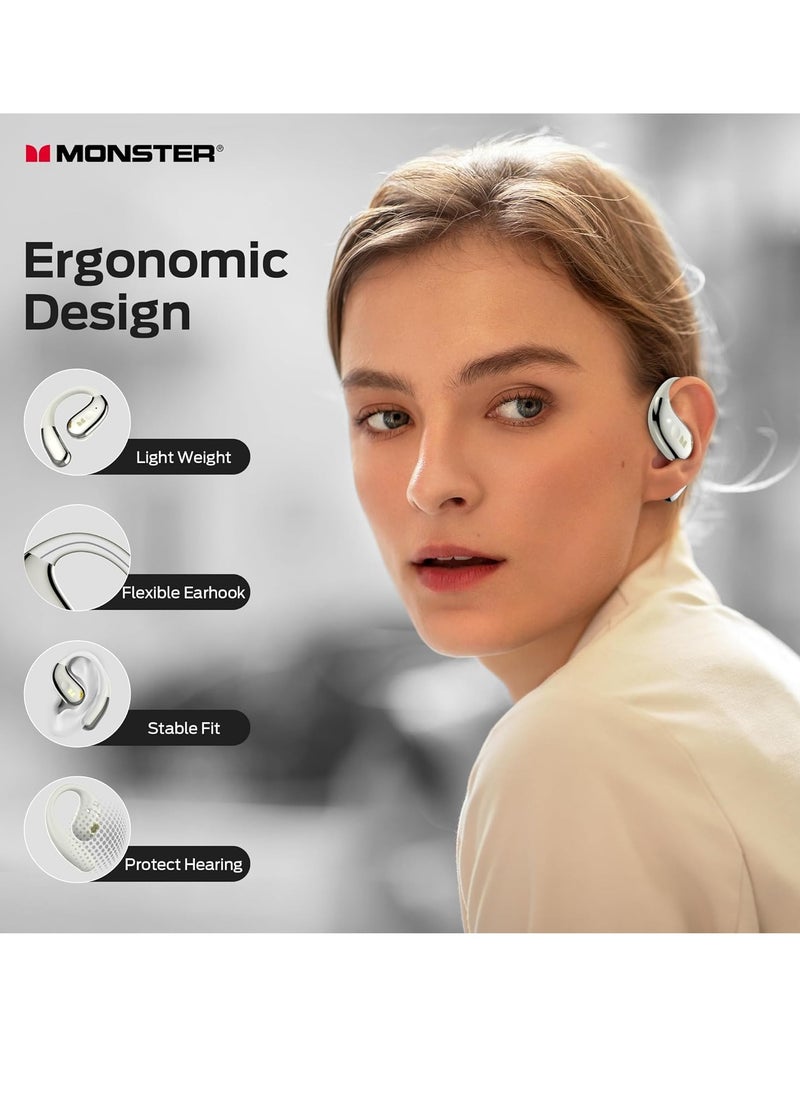 Monster Open Ear AC360, Wireless Bluetooth Rotary Earphone, with Lanyard, Upgraded Bluetooth 5.4, Touch Control, 24h Long Battery Life, IPX5 Waterproof, Long Wear Comfortable and Not Tired
