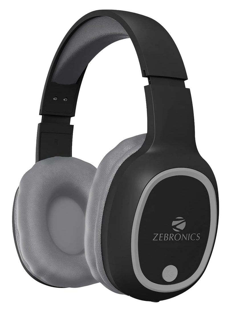 ZEBRONICS THUNDER Bluetooth 5.3 Wireless Headphones with 60H Backup, Gaming Mode, Dual Pairing, ENC, AUX, Micro SD, Voice assistant, Comfortable Earcups, Call Function(Black)