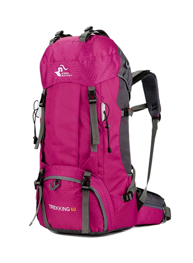 Water Resistant Hiking Backpack With Rain Cover - Pink 60Liters