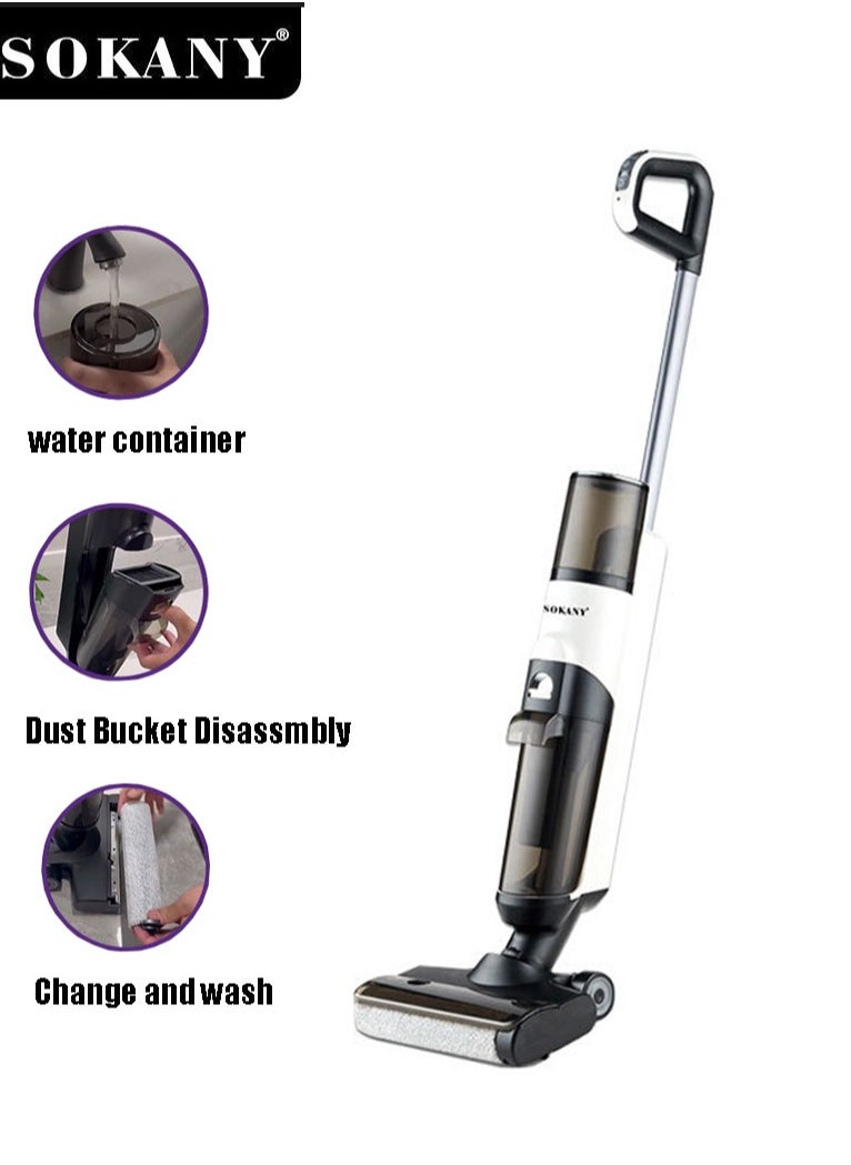 All In One Wet and Dry Cordless Vacuum Cleaner,Smart Vacuum Mop with Self-Cleaning, 25min Runtime, Multi-Surface Cleaning, Ideal for Hard Floors, All corners, sticky messes and pet Hairs 175 W SK-13040 White