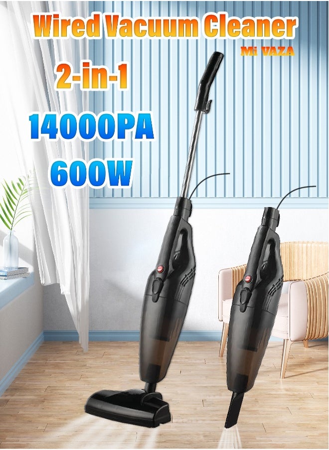 2-in-1 Corded Vacuum Cleaner – Portable Vacuum Cleaner - Handheld Vacuum Cleaner with HEPA Filter - 600W and 14000PA - Dust Removal Tools for Floors, Carpets, Desktops, Sofas, Windows