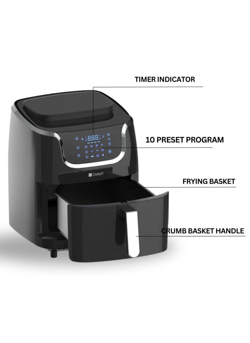 Danish Design Air Fryer AF-900 - 6.7L Dual-Function Steamer & Air Fryer, 9 One-Touch Programs, 3 Custom Modes, Adjustable Temperature & Timer, Healthy Cooking, Quick & Easy Clean, Digital Touchscreen, 1700W Power