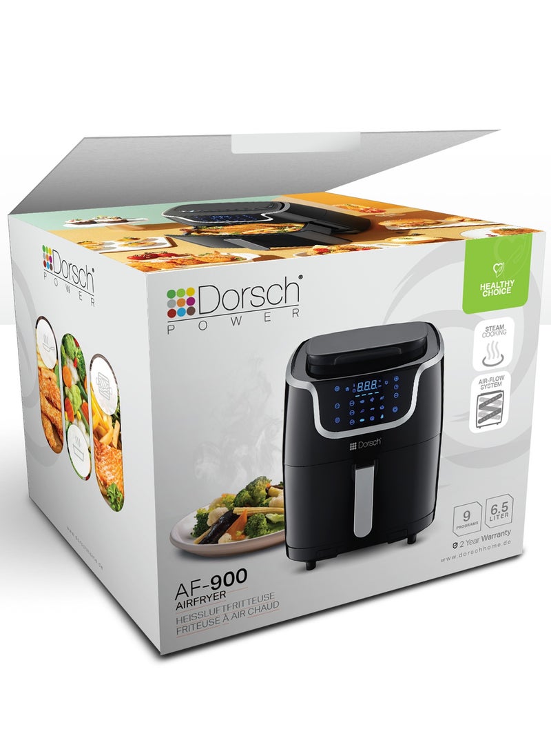 Danish Design Air Fryer AF-900 - 6.7L Dual-Function Steamer & Air Fryer, 9 One-Touch Programs, 3 Custom Modes, Adjustable Temperature & Timer, Healthy Cooking, Quick & Easy Clean, Digital Touchscreen, 1700W Power