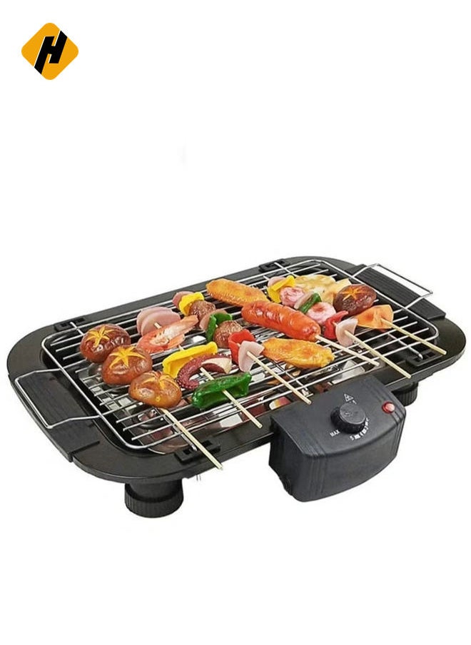 Smokeless Indoor/Outdoor Electric Grill Portable Tabletop Grill Kitchen BBQ Grills Adjustable Temperature Control,Removable Water Filled Drip Tray,2000W,Black（EU Plug）