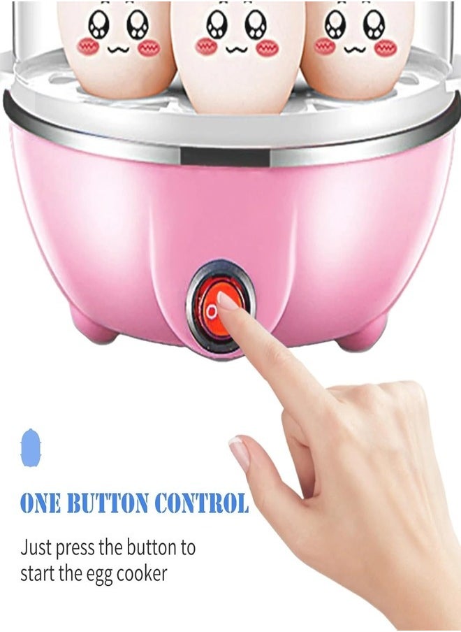 Multi-functional Electric Egg Boiler Steamer Cooker with 7-Egg Capacity | Rapid Egg Cooker for Boiled, Steamed Eggs & Food with Auto Shut-Off, Compact & Easy-to-Use for Home Kitchen (Pink)