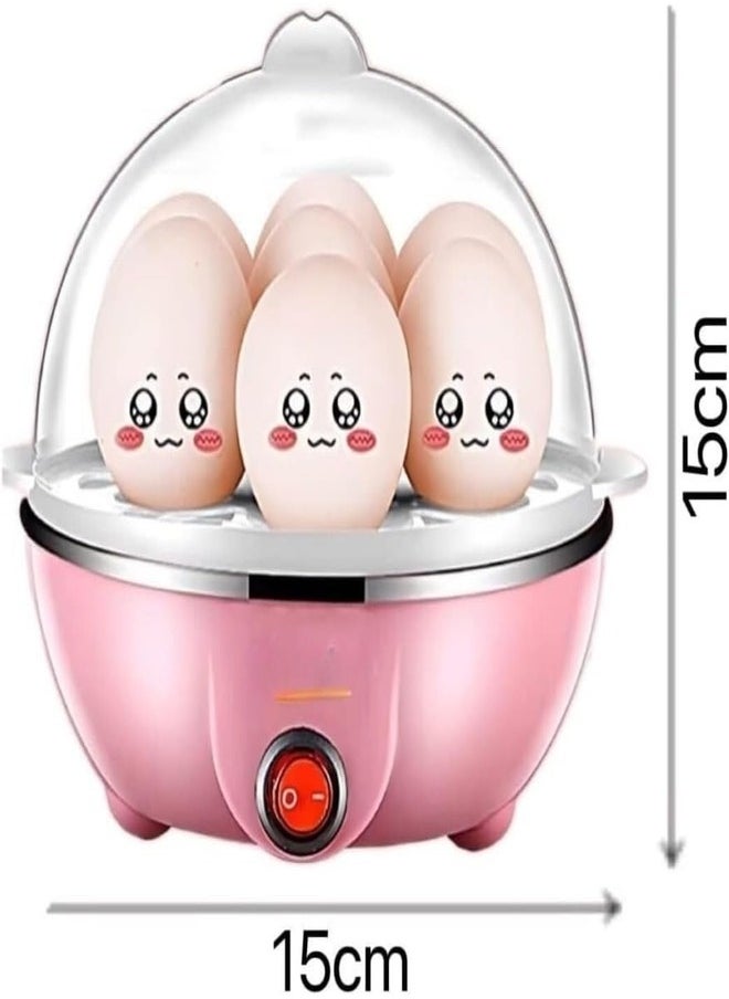 Multi-functional Electric Egg Boiler Steamer Cooker with 7-Egg Capacity | Rapid Egg Cooker for Boiled, Steamed Eggs & Food with Auto Shut-Off, Compact & Easy-to-Use for Home Kitchen (Pink)