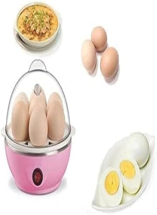 Multi-functional Electric Egg Boiler Steamer Cooker with 7-Egg Capacity | Rapid Egg Cooker for Boiled, Steamed Eggs & Food with Auto Shut-Off, Compact & Easy-to-Use for Home Kitchen (Pink)