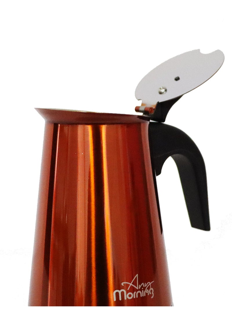 Any Morning Stovetop Stainless Steel Espresso Coffee Maker 300ML Copper