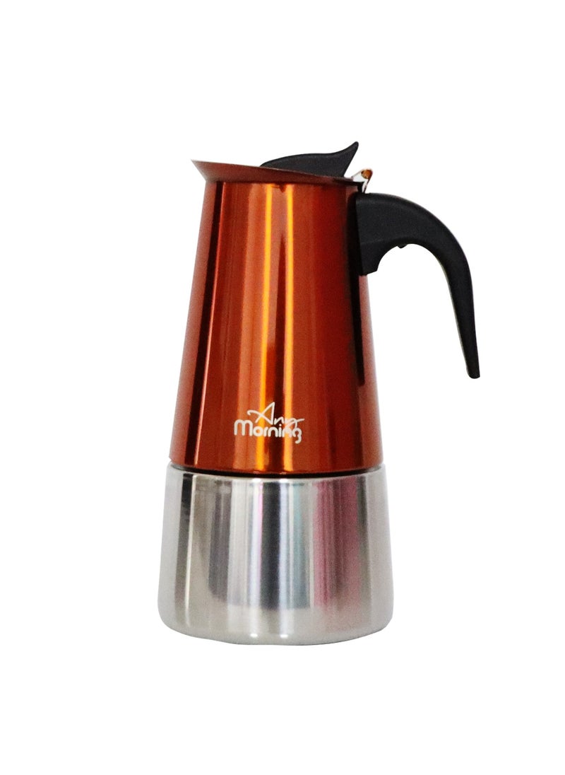 Any Morning Stovetop Stainless Steel Espresso Coffee Maker 300ML Copper