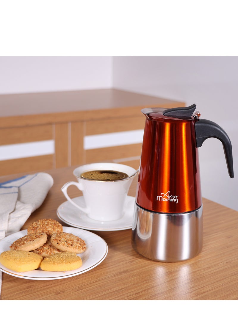 Any Morning Stovetop Stainless Steel Espresso Coffee Maker 300ML Copper