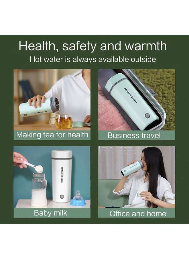 Portable Electric Kettle, 350ML Travel Beaker Tea Kettle, Stainless Steel, Automatic Shut Off, for Boiling Water Making Tea Coffee Heating Milk