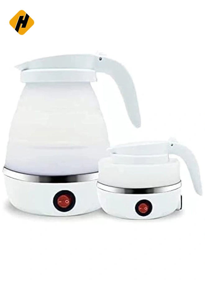 Travel Foldable Silicon Water Heater Jug Collapsible Mini Portable Electric Kettle (White)