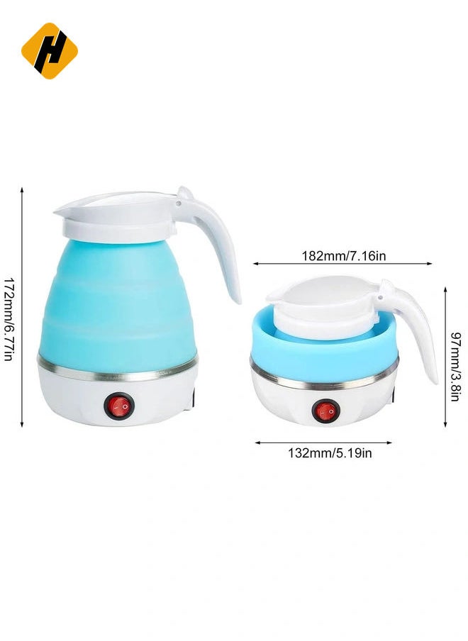 Portable Folding Electric Kettle Fast Boiling Foldable Electric Kettle for Travel Food Grade Silicone Boil Dry Protection Electric Kettle with Separable Power Cord for Hiking Camping