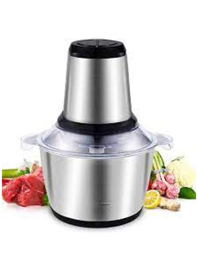 Meat Grinder Electric, Food Processor 2L Stainless Steel Meat Blender Food Chopper for Meat, Vegetables, Fruits and Nuts with 4 Sharp Blades