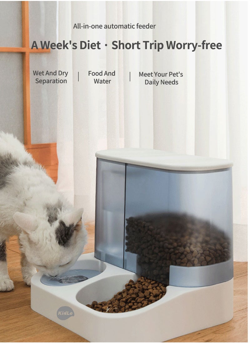 Pet Automatic Drinking Water Feeder Integrated 2.8l Large Capacity Transparent Visual Grain Storage Bowl