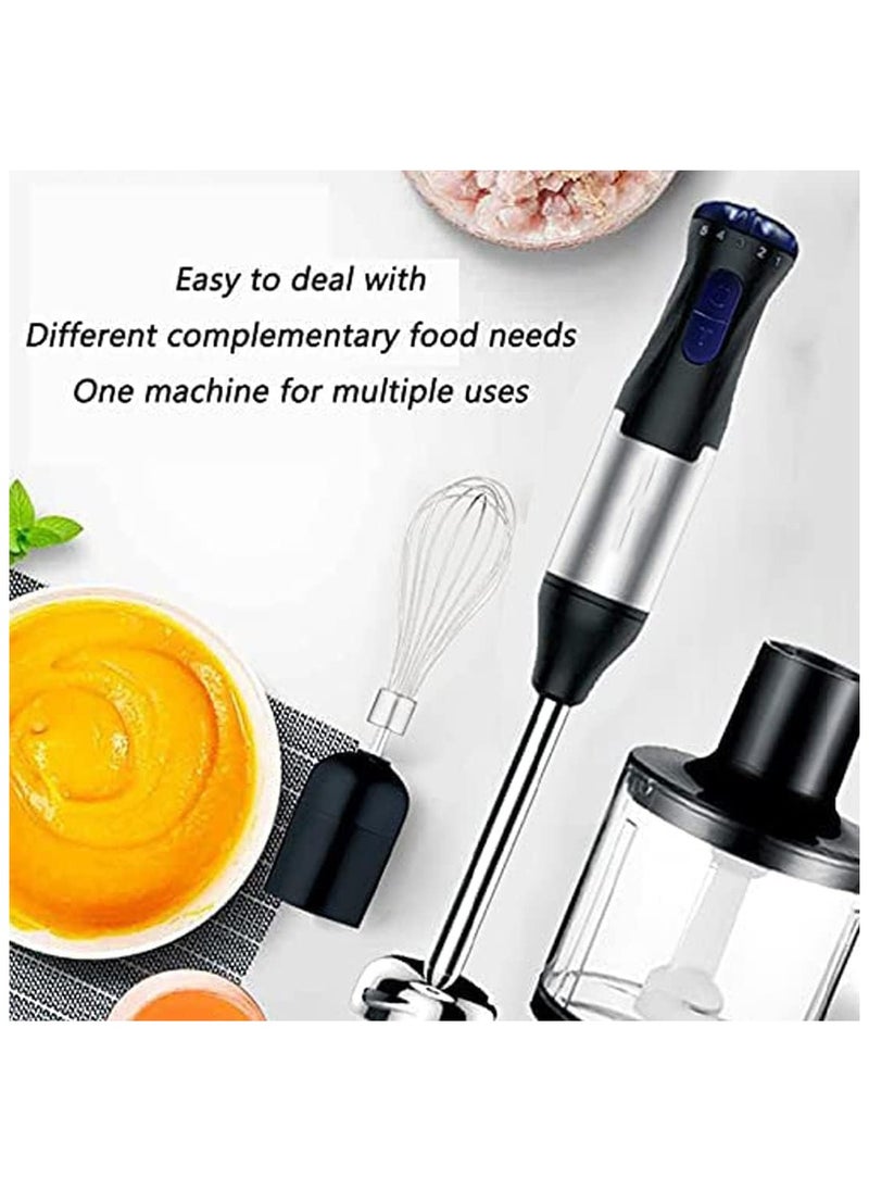 1000W 4-in-1 Hand Blender – 5-Speed Adjustable, Turbo Mode, Stainless Steel Blades, with Whisk, 500ml Chopper & 700ml Measuring Cup, BPA-Free Kitchen Processor for Smoothies, Soups, Sauces, and More