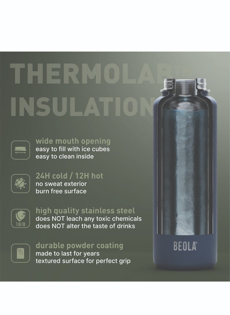 950ml Water Bottle 18/8 Stainless Steel 304 Double Wall Insulated Thermos Bottle with Straw Lid and wide mouth, 2 lids included, Hot Cold Liquids Sports Bottle, 32oz (Forest Green)