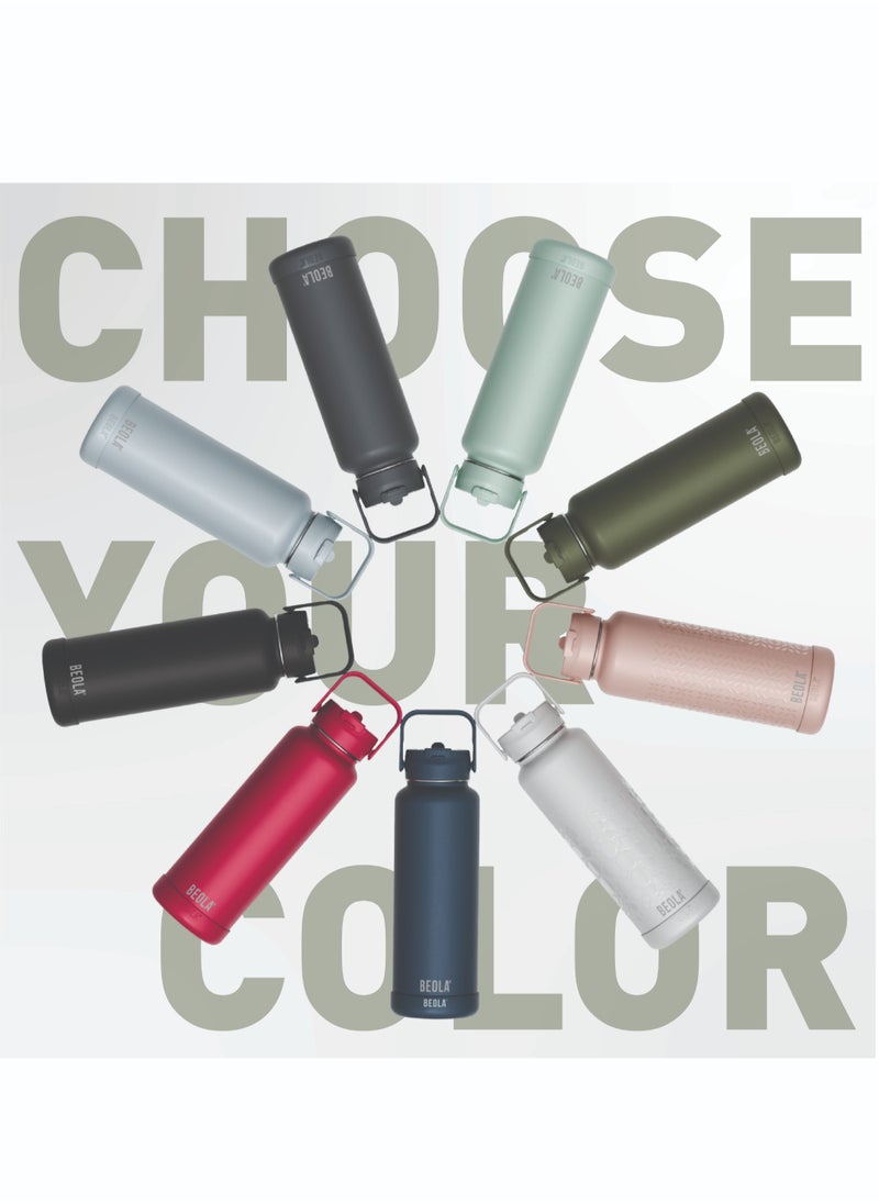 950ml Water Bottle 18/8 Stainless Steel 304 Double Wall Insulated Thermos Bottle with Straw Lid and wide mouth, 2 lids included, Hot Cold Liquids Sports Bottle, 32oz (Forest Green)