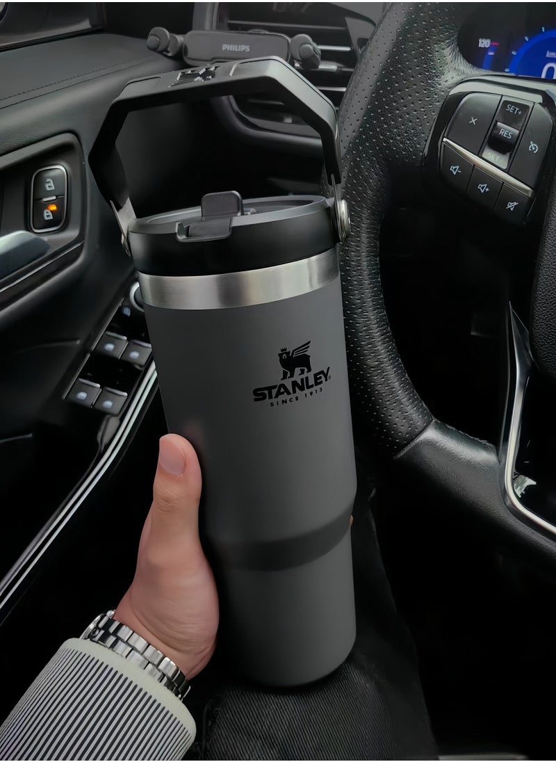 IceFlow Stainless Steel Tumbler - Vacuum Insulated Water Bottle for Home, Office or Car Reusable Cup with Straw Leak Resistant Flip Cold for 12 Hours or Iced for 2 Days, 30oz