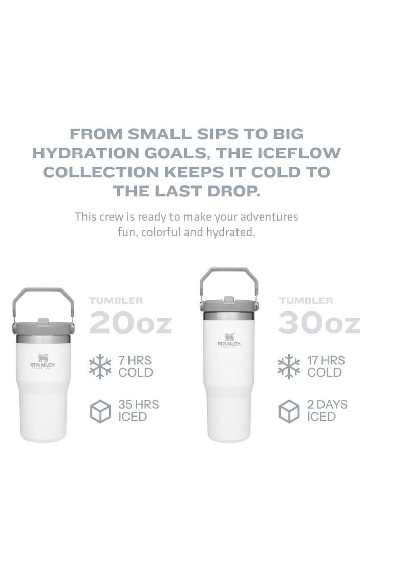 IceFlow Stainless Steel Tumbler - Vacuum Insulated Water Bottle for Home, Office or Car Reusable Cup with Straw Leak Resistant Flip Cold for 12 Hours or Iced for 2 Days, 30oz