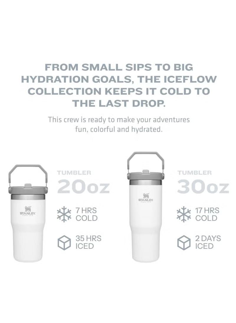 IceFlow Stainless Steel Tumbler - Vacuum Insulated Water Bottle for Home, Office or Car Reusable Cup with Straw Leak Resistant Flip Cold for 12 Hours or Iced for 2 Days, 30oz