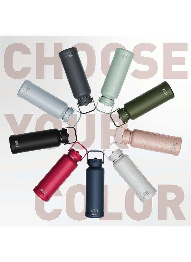 750ml Water Bottle 18/8 Stainless Steel 304 Double Wall Insulated Thermos Bottle with Straw Lid and wide mouth, 2 lids included, Hot Cold Liquids Sports Bottle, 24oz (Blush Pink)