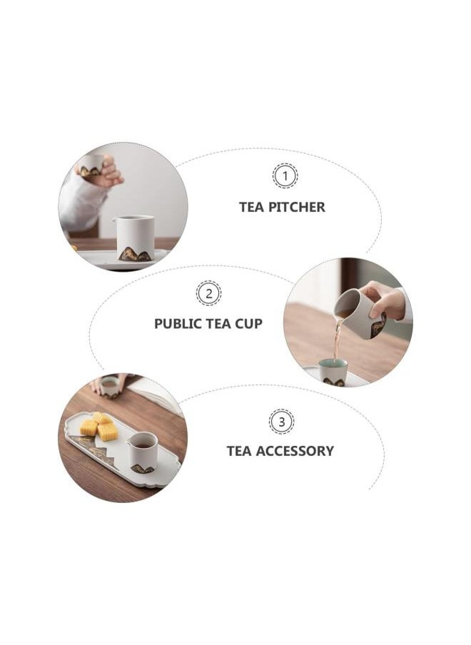 Ceramic Kung Fu Tea Cup Chinese Gongfu Tea Cup Japanese Milk Pitcher Cha Hai Tea Cups Tea Pitcher Gong Dao Bei Cup for Home Kitchen White