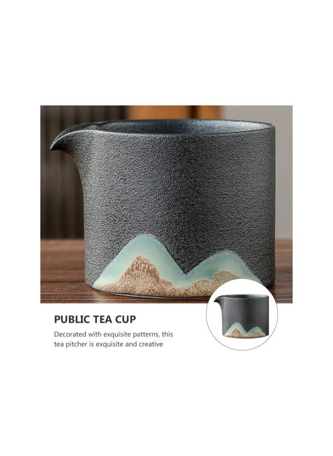 Ceramic Kung Fu Tea Cup Chinese Gongfu Tea Cup Japanese Milk Pitcher Cha Hai Tea Cups Tea Pitcher Gong Dao Bei Cup for Home Kitchen Black