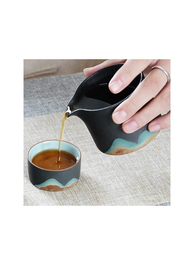 Ceramic Kung Fu Tea Cup Chinese Gongfu Tea Cup Japanese Milk Pitcher Cha Hai Tea Cups Tea Pitcher Gong Dao Bei Cup for Home Kitchen Black